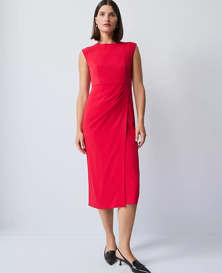 Petite Faux Wrap Sheath Dress