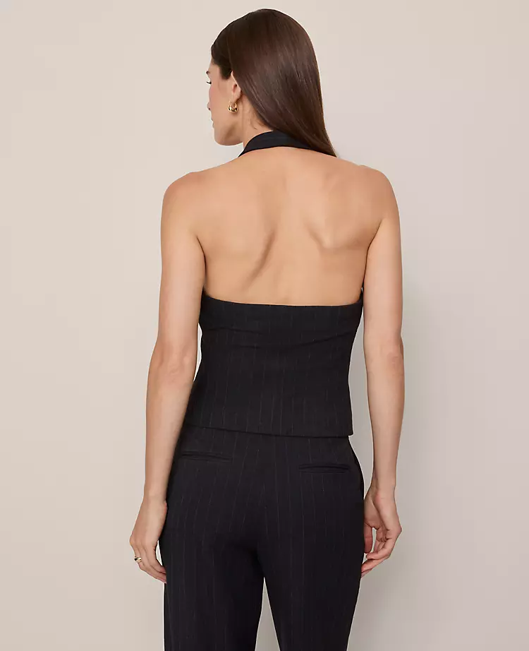 The Halter Vest in Pinstripe