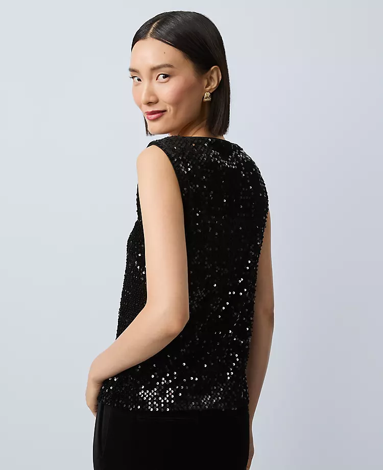 Petite Sequin Velvet Tank Top
