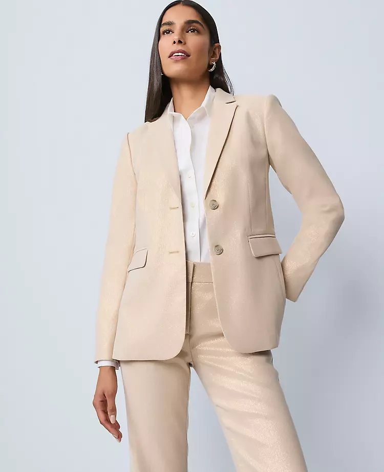 The Petite Greenwich Blazer in Metallic Jacquard