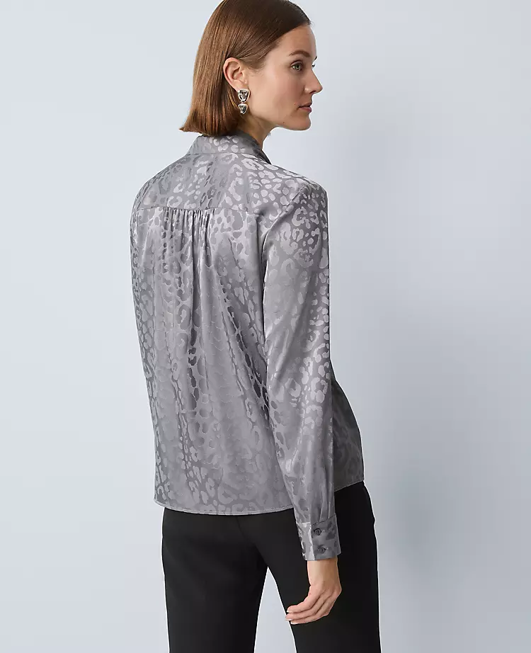 Animal Print Bow Blouse