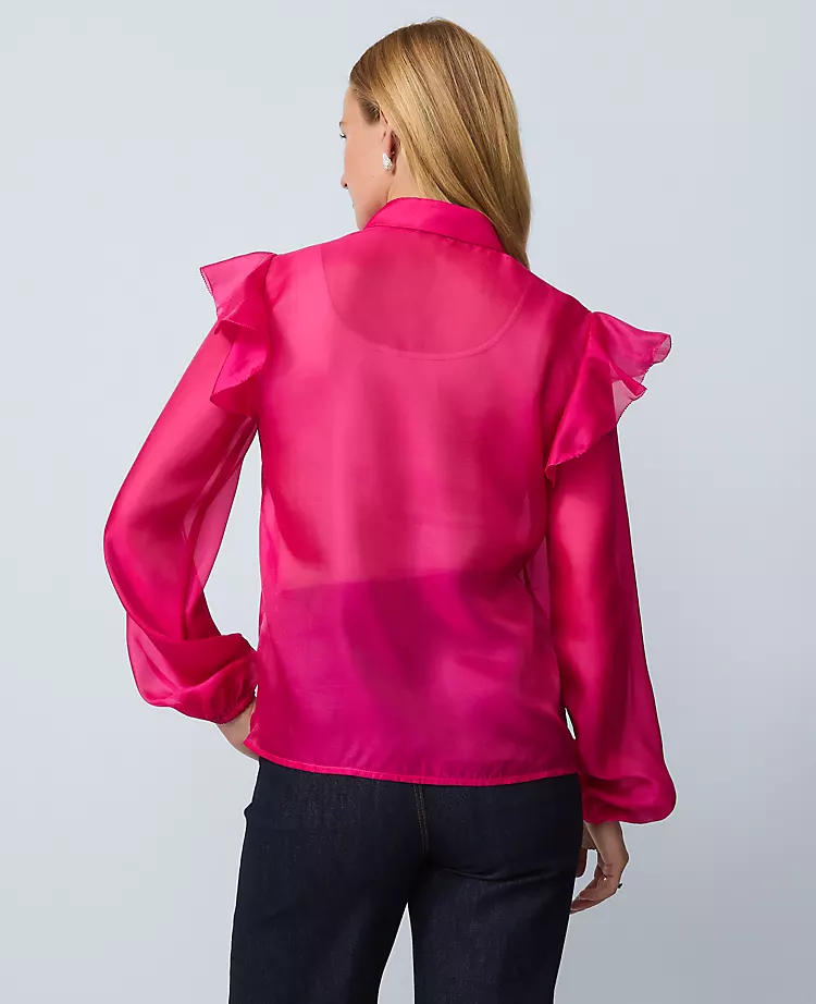 Petite Ruffle Trim Blouse