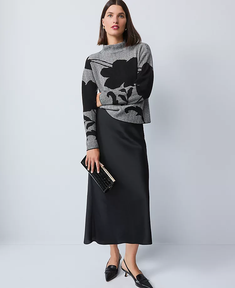 Satin Bias Midi Slip Skirt