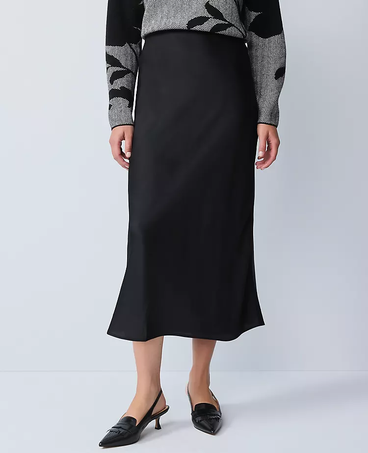 Satin Bias Midi Slip Skirt