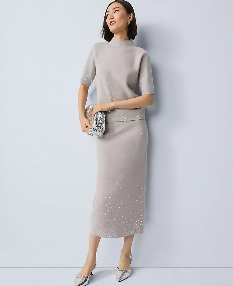 Petite Embellished Sweater Skirt