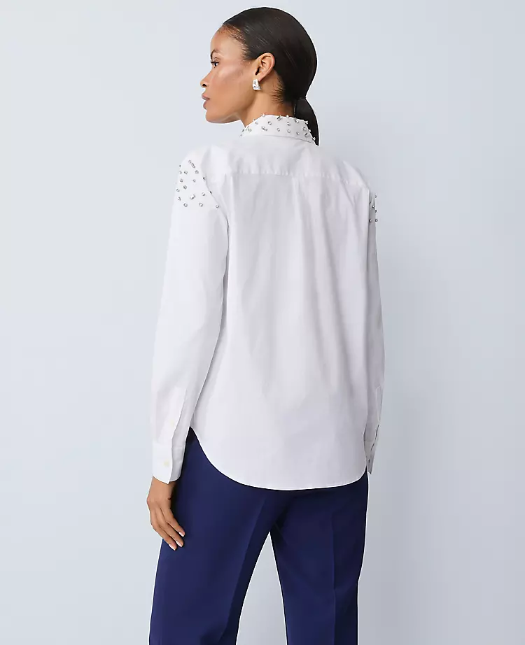 Petite Embellished Relaxed Perfect Shirt