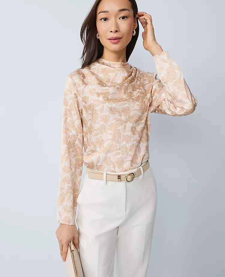 Floral Asymmetric Satin Top