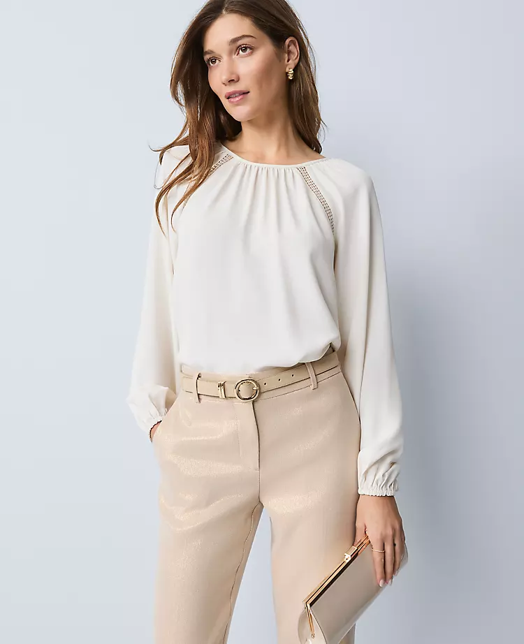 Lace Trim Mixed Media Blouse