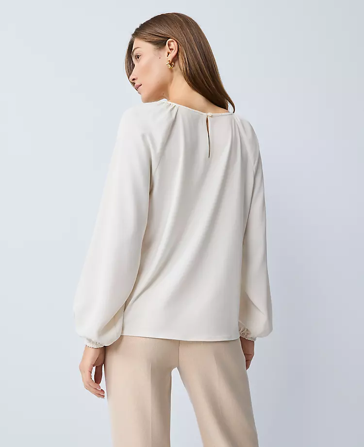 Lace Trim Mixed Media Blouse