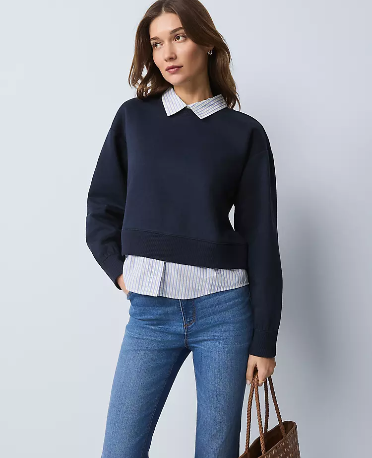 Weekend Collection Layered Mix Media Sweatshirt