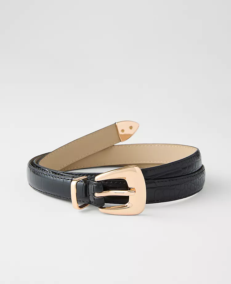 Croco Square Buckle Belt