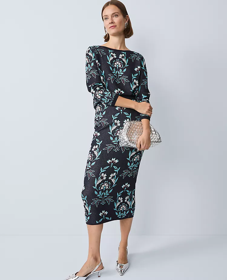 Floral Jacquard Sweater Skirt
