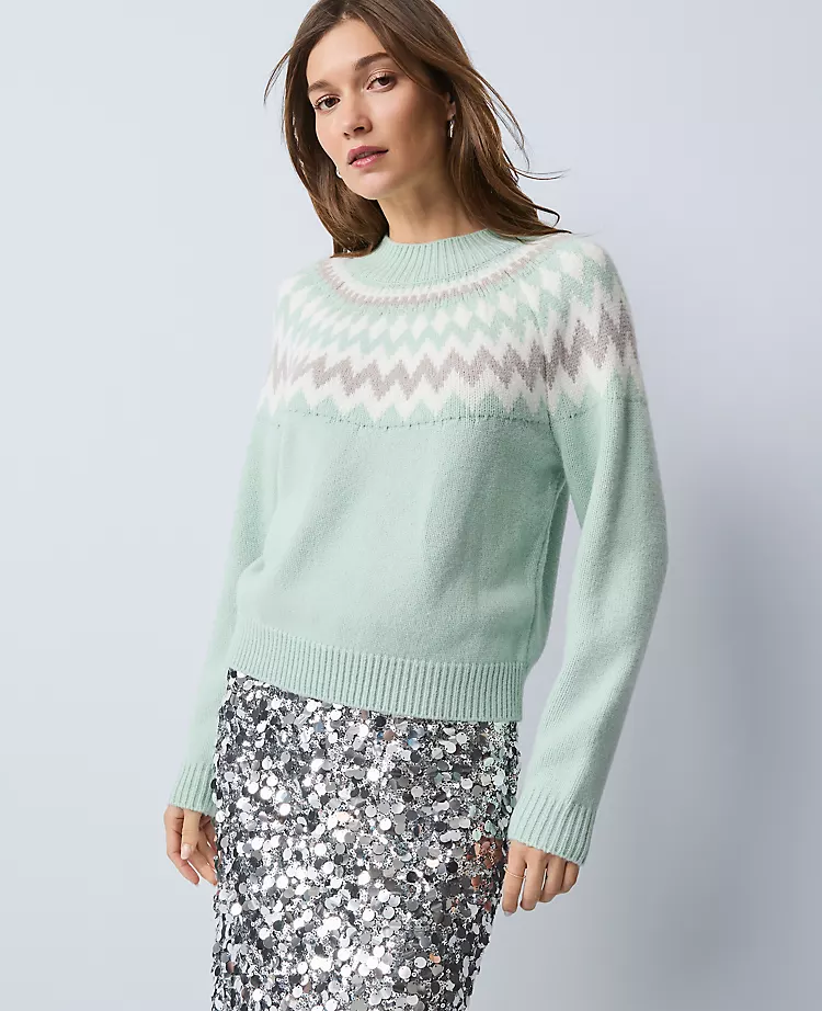 Fair Isle Mock Neck Sweater