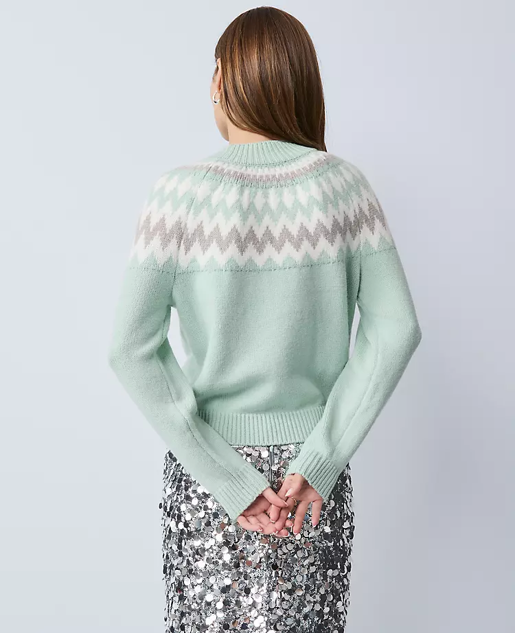 Fair Isle Mock Neck Sweater
